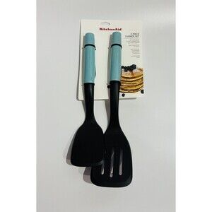 Kitchen Aid 2 Piece Turner and Spoon Set - Aqua Blue